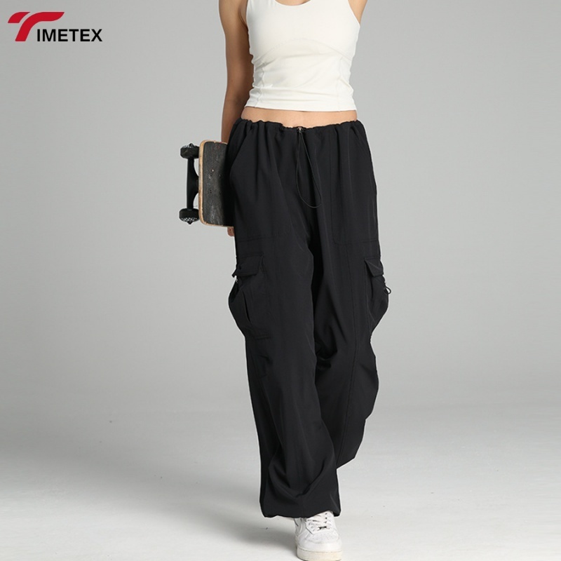 TIMETEX Outdoor Activity Wear Sports Running Casual Adjustable Waist Side Pockets Loose Unsex Essentials Trousers for Women