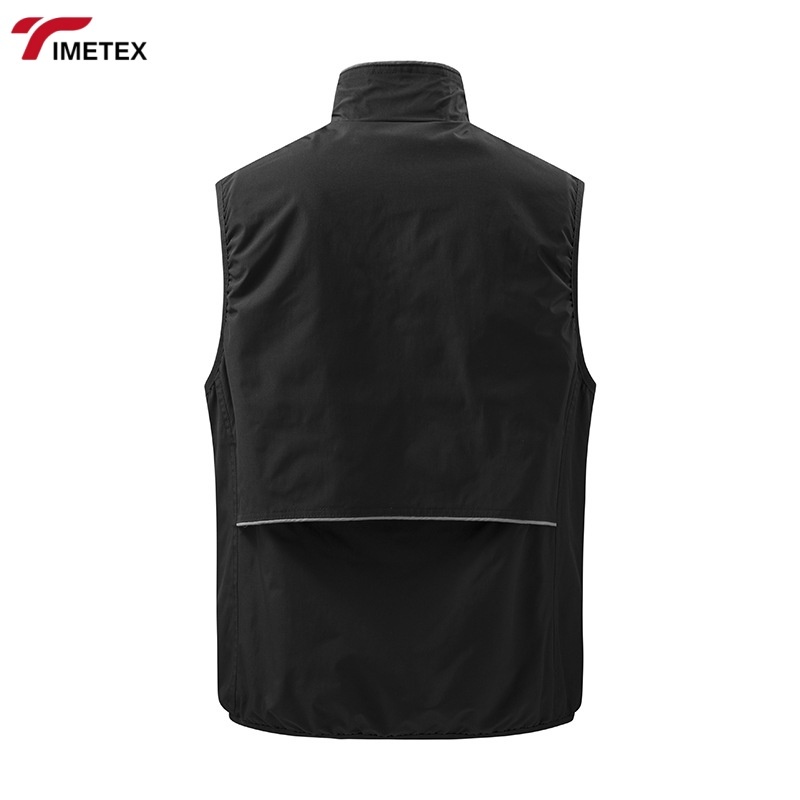Lightweight Sleeveless Zipper Vest with Multi-Pocket and Stand-Up Collar Anti-Shrink Outdoor Workwear for Spring and Winter