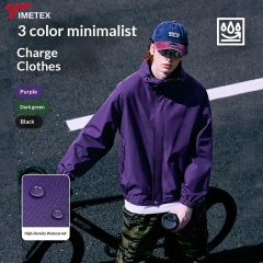 Men's Outdoor Windproof Waterproof Jacket Casual Oversized Hooded Soft Stand Collar XL Plain Dyed Zipper Winter Front Design