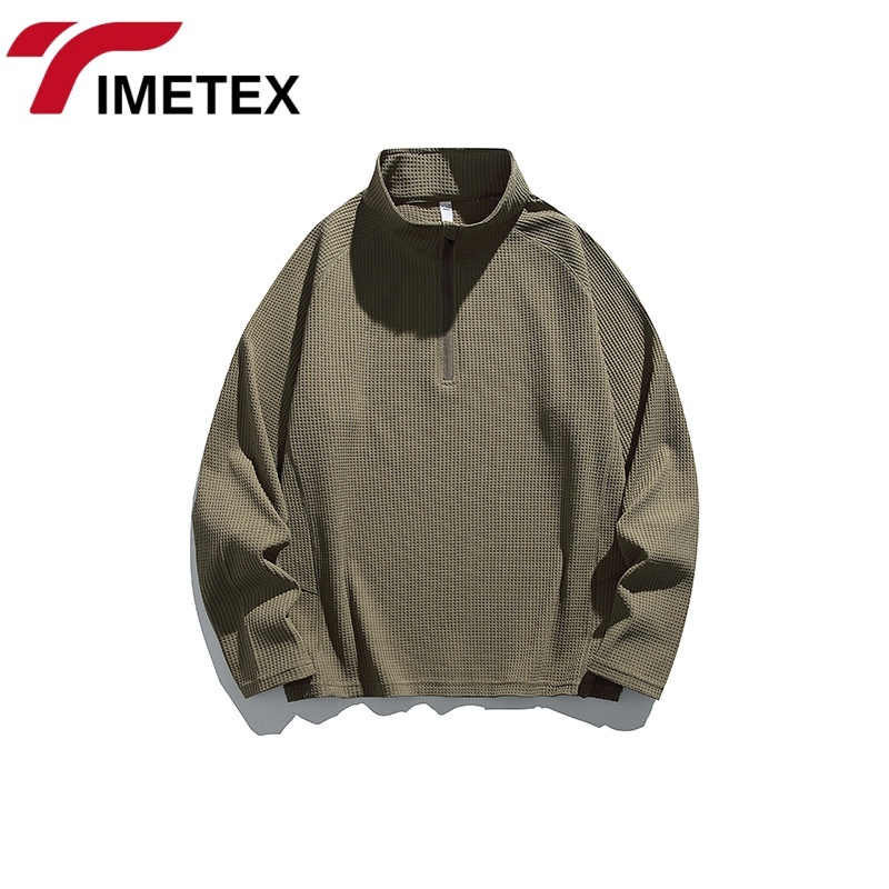TIMETEX Custom Print Embroidered Double Side Germany Velvet Solid Color Mock Neck Sweatshirts Mockneck Sweatshirts for Men Women