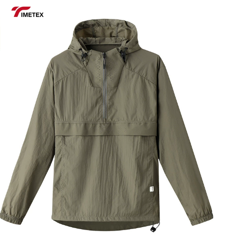 Timetex Custom Lightweight Polyester Shell 1/4 Zipper Pullover Windbreaker Hooded Anorak  Spring Season Outdoor Performance