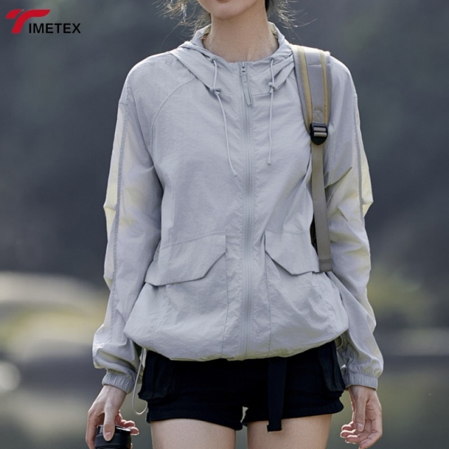 TIMETEX Eco-Friendly Bubble Jacket Recycled Material with Advanced Breathability Thin Zipper Women's Sun protection Jacket