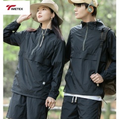 TIMETEX  Custom Lightweight Polyester Shell Quarter Zipper Pullover Windbreaker Hooded Anorak for Spring Sun Protection Clothing