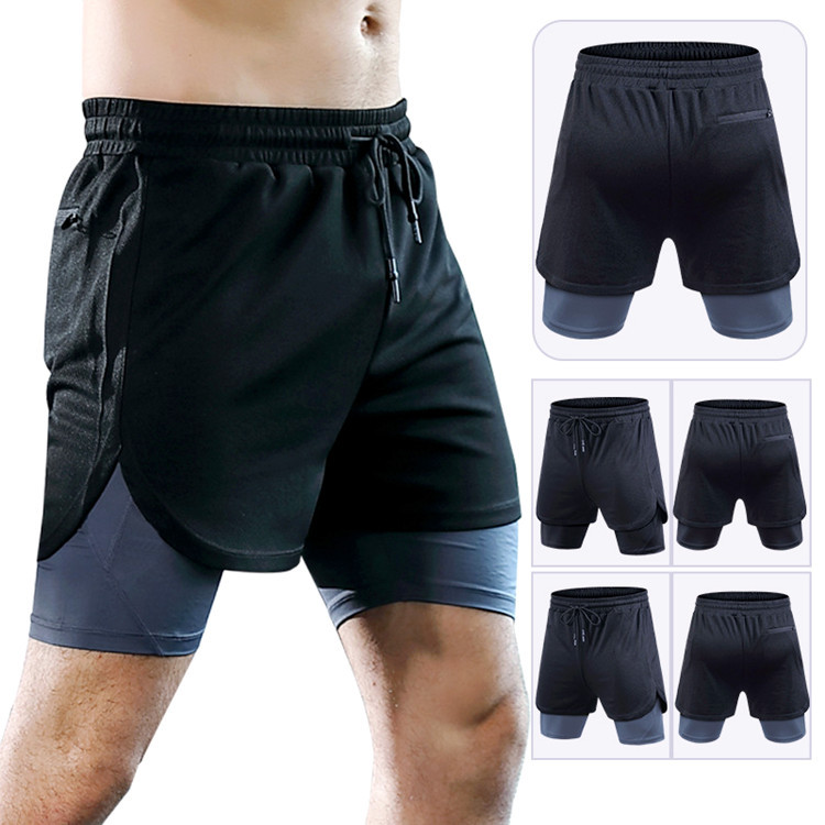 TIMETEX High Quality Men 2 in 1 Double Layer Sports Shorts Breathable Basketball Shorts Workout Bicycling Shorts With Pockets