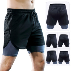 TIMETEX High Quality Men 2 in 1 Double Layer Sports Shorts Breathable Basketball Shorts Workout Bicycling Shorts With Pockets
