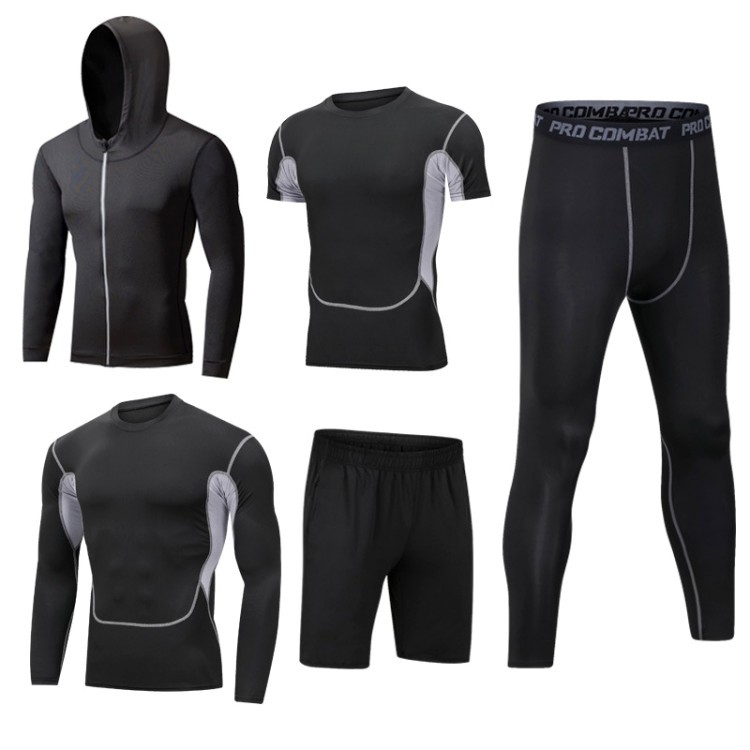 High Quality Men Quick Dry Tracksuit for Men Polyester Sportswear Track Suit Fitness Training Running 5 Piece Workout Set