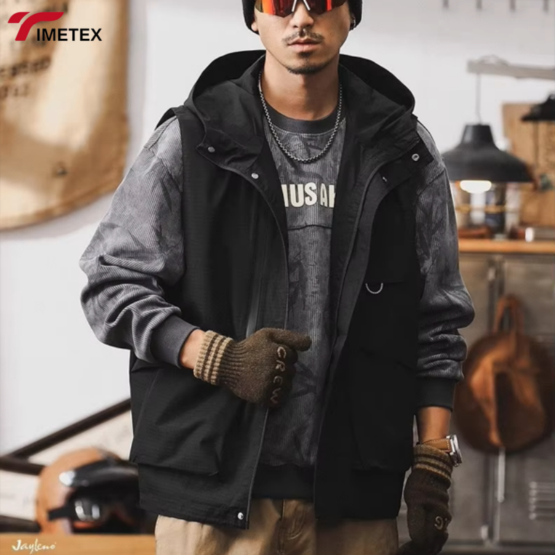 Wholesale Customization Logo Front Unisex Waterproof Casual Winter Waistcoat Multi-Pocket Thickened Warm Hooded Men's Vests