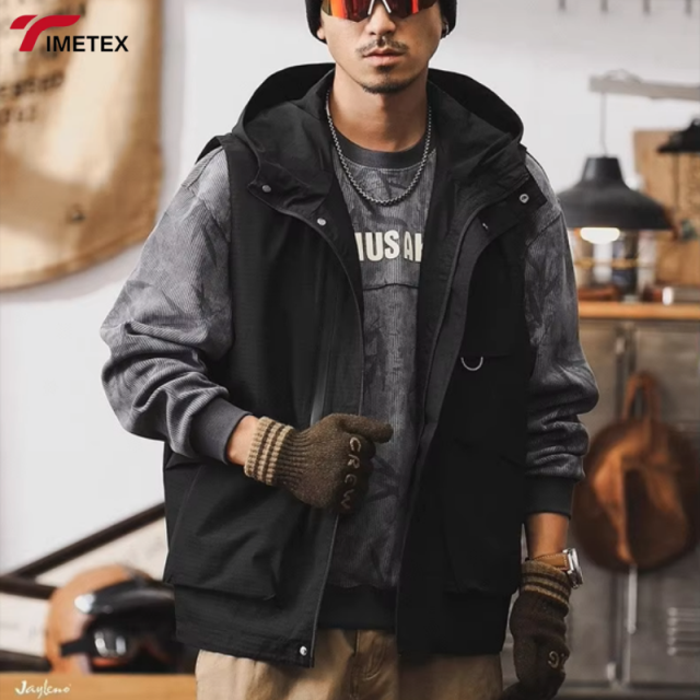 Wholesale Customization Logo Front Unisex Waterproof Casual Winter Waistcoat Multi-Pocket Thickened Warm Hooded Men's Vests