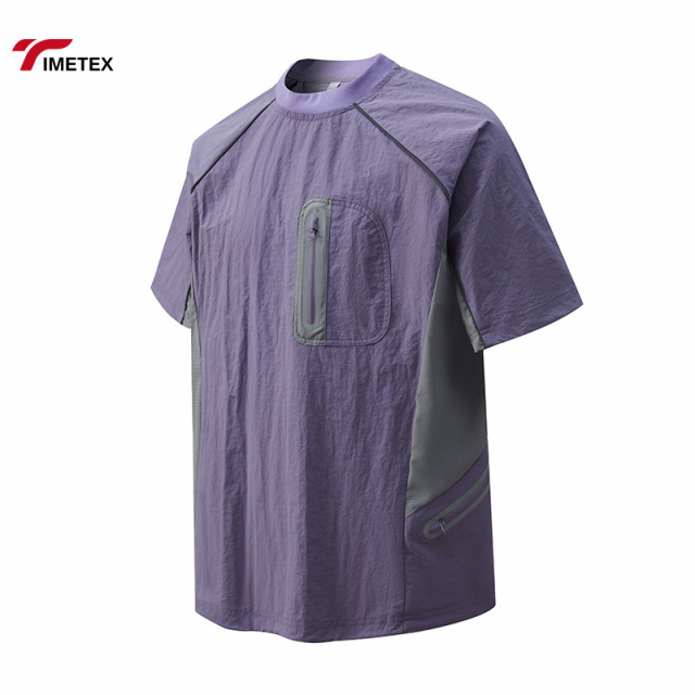 Custom Sports Short-Sleeved Oversized T-Shirt Summer Outdoor Quick Drying Round Neck Seamless Fusing Pocket T-shirt Unisex