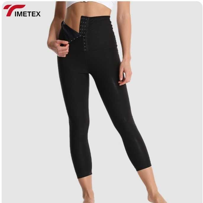 TIMETEX Women's High Waist Tummy Control Sweat Body Yoga Pants Leggings Custom Logo Fitness Exercise Shapewear Black  Waist
