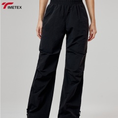 TIMETEX Women's High Waist Nylon Gym Jogger Pants Plus Size Fitness Activewear Breathable Flat Elastic Waist Sports Baggy Pocket