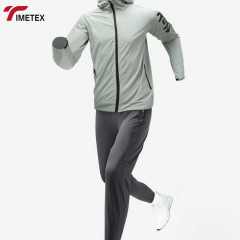 TIMETEX Men's Lightweight Customizable Windbreaker Waterproof Autumn Outdoor Training Jacket Hooded Zipper Solid Casual Set
