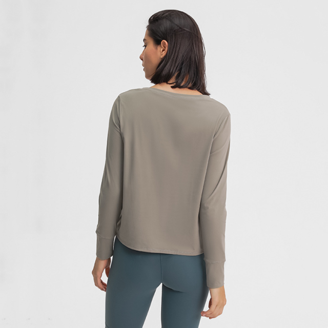TIMETEX Top Selling Women Long Sleeve Breathable  Side Slit Casual Tops Gym Workout Running Yoga Clothes Fitness Sports T-shirts