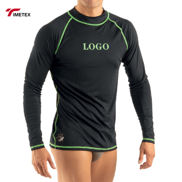 TIMETEX Oem Custom Logo 100% Polyester Quick Dry Fabric UPF 50 Solid Color Long Sleeve Men Rash Guard