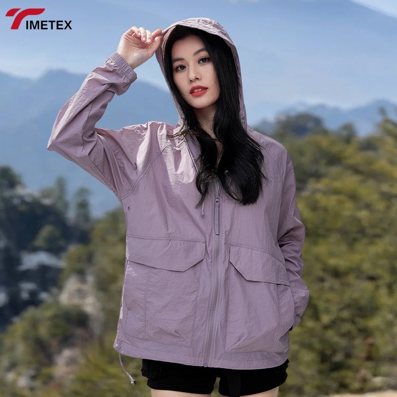 TIMETEX Eco-Friendly Bubble Jacket Recycled Material with Advanced Breathability Thin Zipper Women's Sun protection Jacket