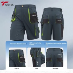 Unisex Summer Short Work Pants Pockets Breathable Nontoxic Anti-Static Industrial Work Uniform for Spring/Autumn Workshop
