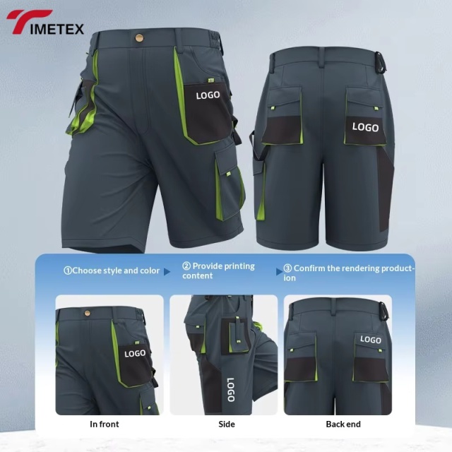 Unisex Summer Short Work Pants Pockets Breathable Nontoxic Anti-Static Industrial Work Uniform for Spring/Autumn Workshop