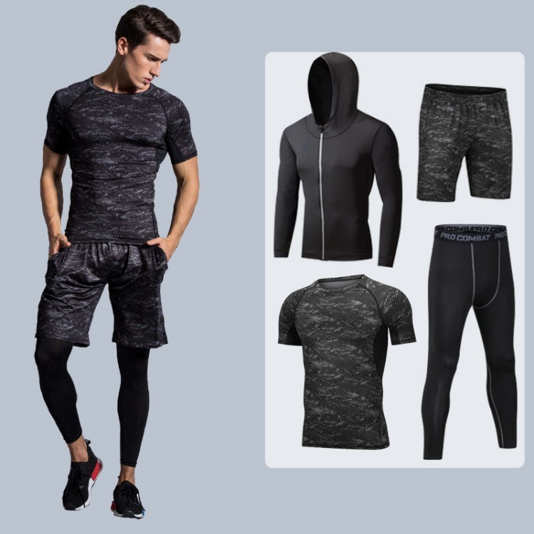 Custom Logo Fitness Wear Men Gym Training Jogging Compression Gym Wear Men Tracksuit Set