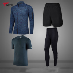 Wholesale  Autumn Men Fashion 4Pcs Set Tracksuit  Men Gym Tights Sportswear Compression Pants Shirt Top Long Sleeve Jacket Suit