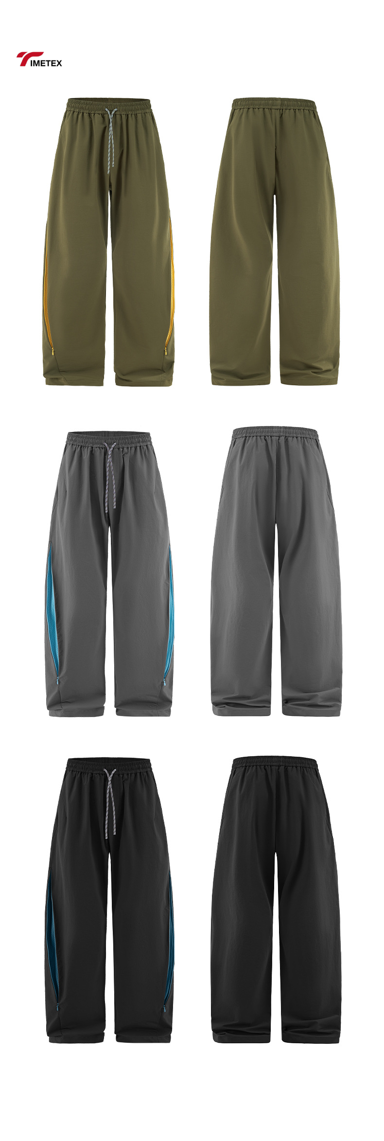 TIMETEX New American Retro Wide-Leg Sweatpants Lightweight Plain Dyed Flat Front Casual Quickdry Windbreaker Long Pants