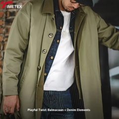 TIMETEX Custom Scottish Balmacaan Trench Coat for Men Winter Outwear Waterproof Lightweight Cotton Jacket with Contrast Collar