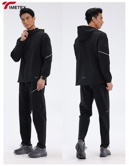 TIMETEX Men's Long Sleeve Zipper Hooded Jacket Hot Sale Waterproof Windbreaker for Autumn Outdoor Hiking Casual Style Front Logo