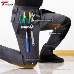 Durable  Mechanic Work Pants With Reflectors and Multi Pockets Mens Cargo Trousers Construction Working Trousers