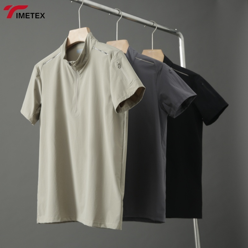 Custom Logo Men's Half Zip Compression Fitness Training T-Shirt Quick Dry Sportswear for Outdoor Gym Casual Use Solid Design
