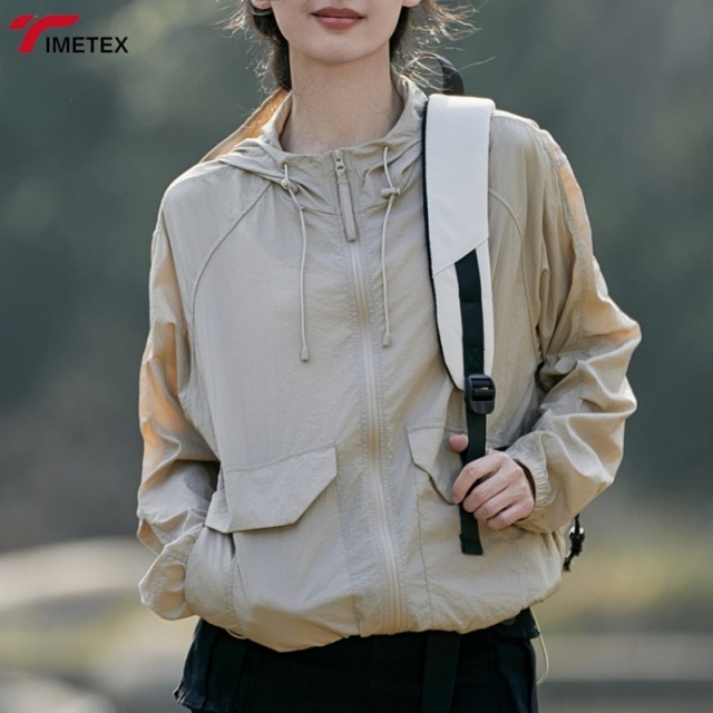 TIMETEX Eco-Friendly Bubble Jacket Recycled Material with Advanced Breathability Thin Zipper Women's Sun protection Jacket