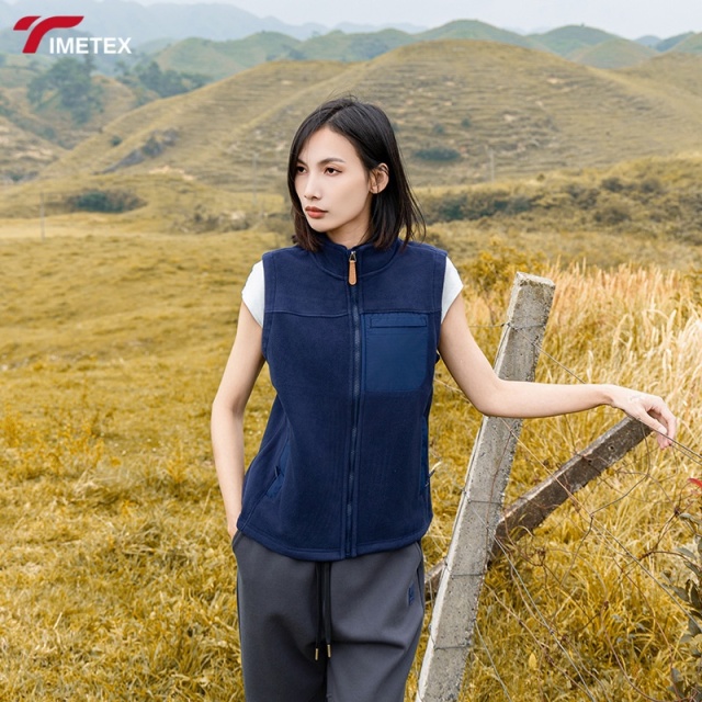 TIMETEX Wholesale Custom Made Logo Women's Knitted Lightweight  Eco-Friendly Sleeveless Outerwear Vest with Front Pocke