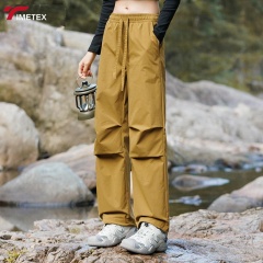 Women's High Waist Parachute Drawstring Elastic Palazzo Trousers Casual Anti-Wrinkle and Anti-Static Cargo for Autumn Season