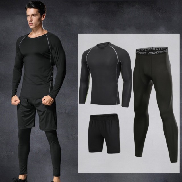 Fashion 3 Piece Latest Design Men Suit Casual Long Sleeve Running Training 3 Piece Activewear Set