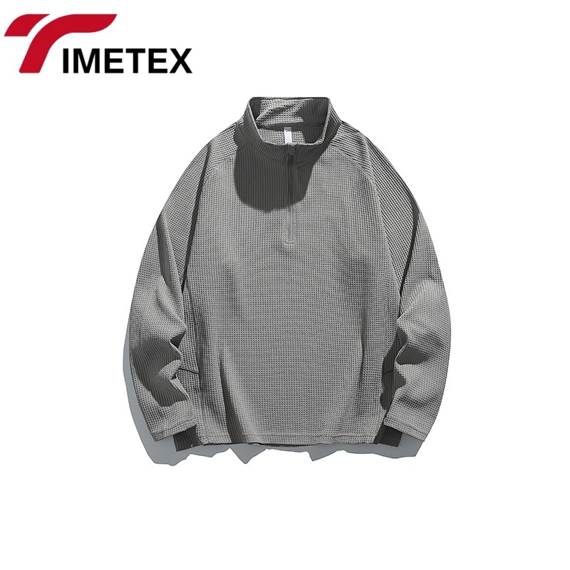 TIMETEX Custom Print Embroidered Double Side Germany Velvet Solid Color Mock Neck Sweatshirts Mockneck Sweatshirts for Men Women
