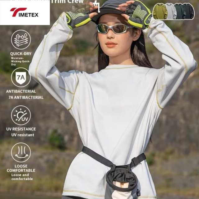 TIMETEX Half-Zip Quick-Drying Sports Top for Men Women Long-Sleeved Autumn Round-Neck Top for Rock Climbing Fishing Cycling