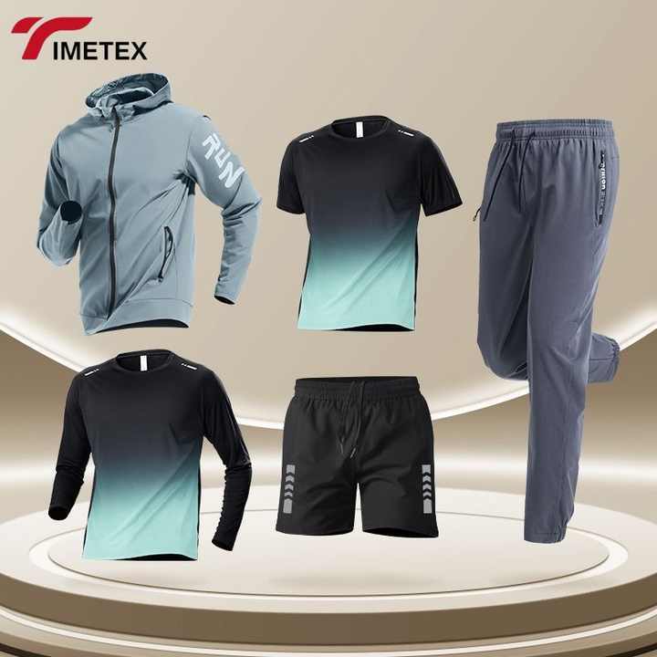 TIMETEX Men's Sports Set Breathable Lightweight Full-Length One-Piece Hooded Jogging Pants Elastic Waistband Highly Outerwear