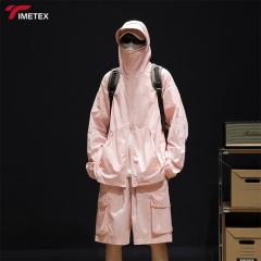 TIMETEX Customized Logo Solid Color Hoodie Sweatpants Suit Breathable Knitted Waterproof Windbreaker Jacket Hot Waterproof UPF50