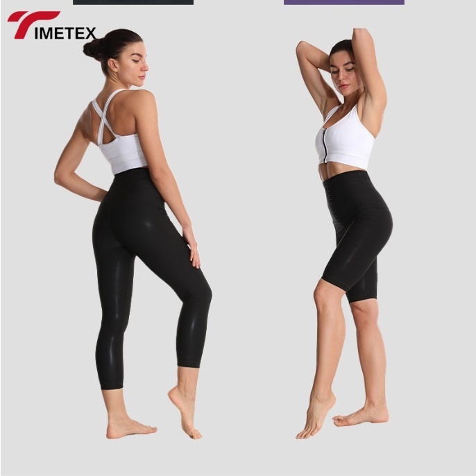 TIMETEX Women's High Waist Tummy Control Sweat Body Yoga Pants Leggings Custom Logo Fitness Exercise Shapewear Black  Waist