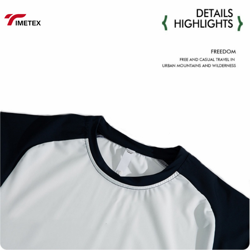 Active Summer T-Shirts with Contrast Shoulder Collar Short Design Tops