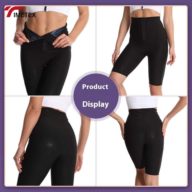 TIMETEX Women's High Waist Tummy Control Sweat Body Yoga Pants Leggings Custom Logo Fitness Exercise Shapewear Black  Waist