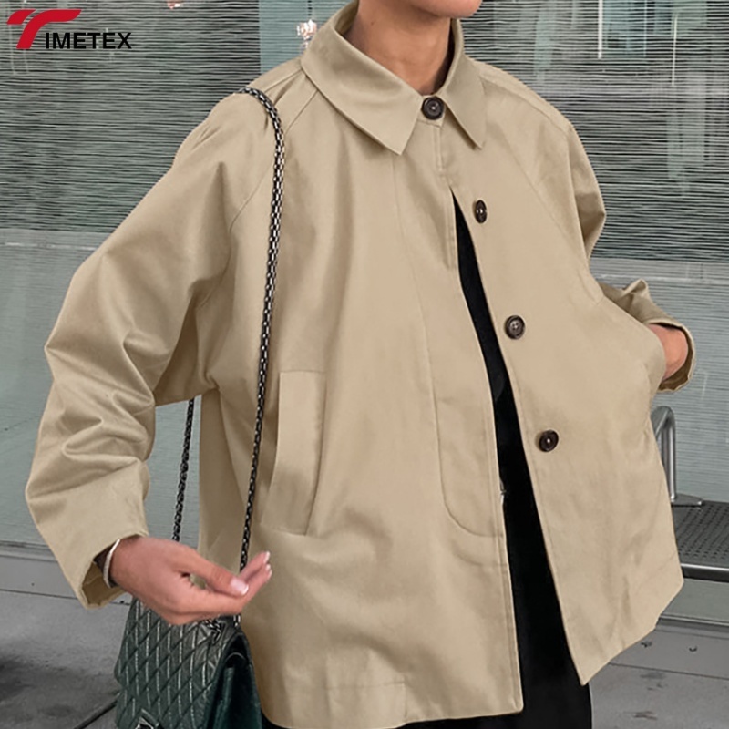 TIMETEX Unisex  Fashion Windproof Single-Breasted Closure Trench Coat Lightweight Casual Wear for Backpack Hiking Ultralight