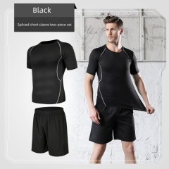 Men 5 Pieces Set Casual Running Gym Suits Fitness Clothes Sports Shorts Quick-drying Tights Short-sleeved Training Sportswear