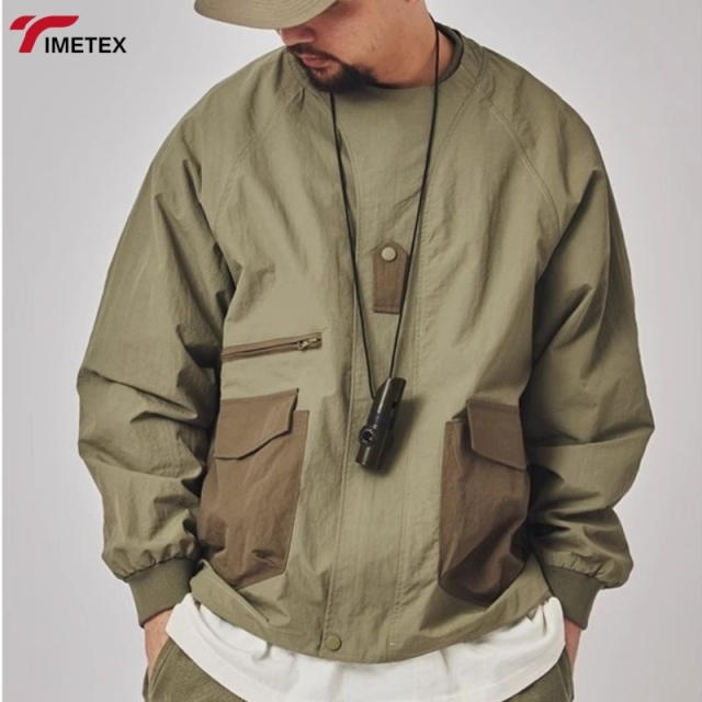 Custom Colour High Quality Windbreaker Jacket for Men Streetwear Lightweight Sport Wear Button Big Pocket Spring Clofhes
