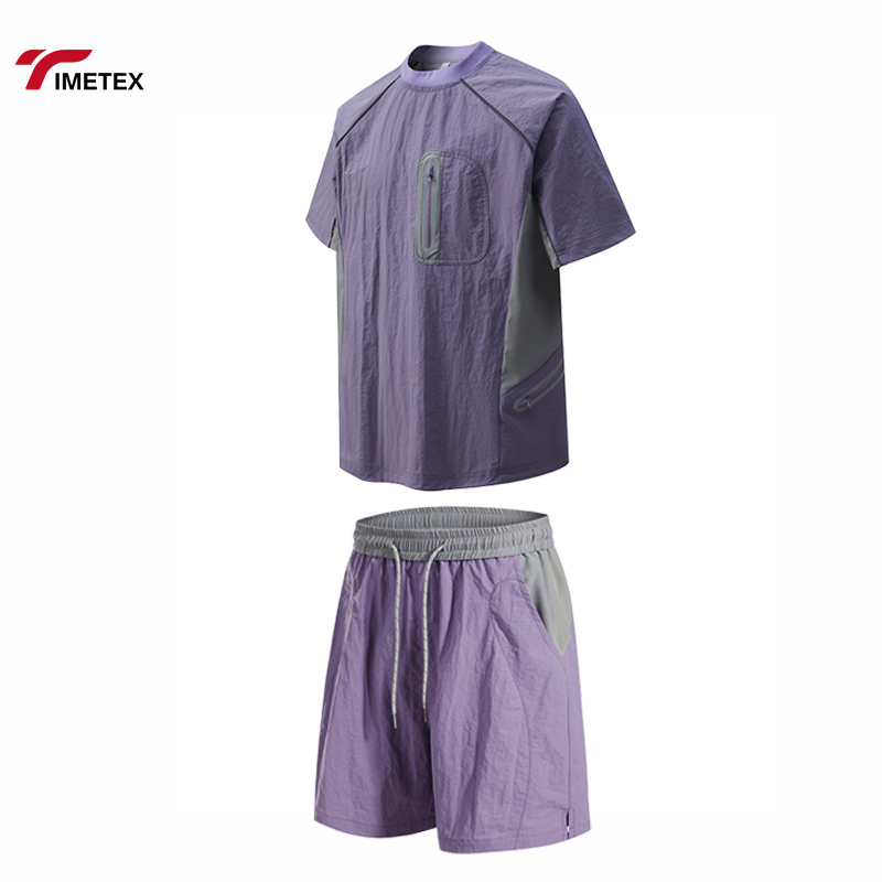 Mens Lightweight Breathable T-Shirt & Shorts Set OEM Custom Summer Activewear Four-Way Stretch Running Outfit Gym Fitness Set