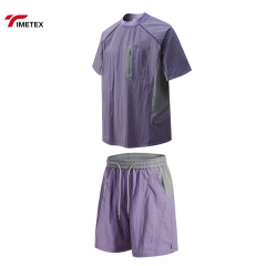 Mens Lightweight Breathable T-Shirt & Shorts Set OEM Custom Summer Activewear Four-Way Stretch Running Outfit Gym Fitness Set