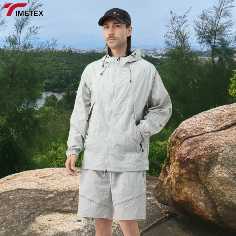 TIMETEX  Unisex Customizable Logo Waterproof Windbreaker Jacket Light Sports Hood Plain Dyed Zipper for Sun Protection Fishing