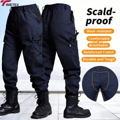 Waterproof Plus Size Work Pants Thick Crotch Wear-Resistant Cotton Loose Fit Breathable for Electric Welding Site Men's