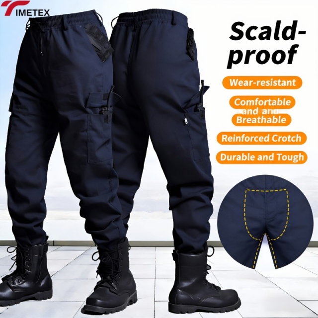 Waterproof Plus Size Work Pants Thick Crotch Wear-Resistant Cotton Loose Fit Breathable for Electric Welding Site Men's