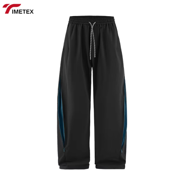 TIMETEX Men's Casual Sports Pants Lightweight  Pants Windbreak Trousers Elastic Mid Waist Straight Wide Leg Patchwork Pants