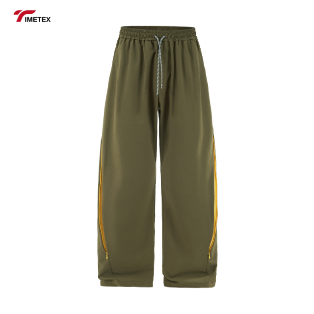 TIMETEX New American Retro Wide-Leg Sweatpants Lightweight Plain Dyed Flat Front Casual Quickdry Windbreaker Long Pants