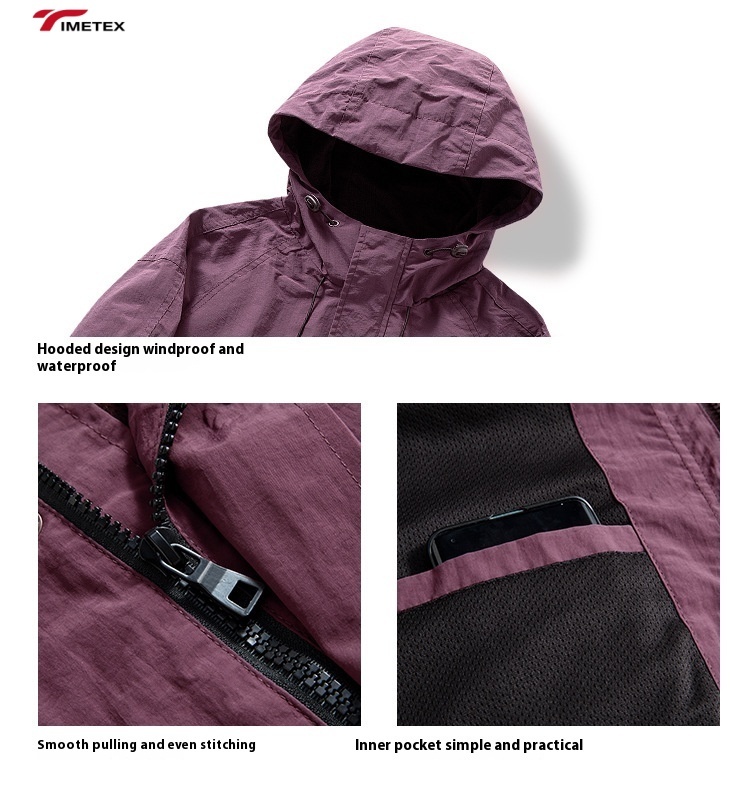 Timetex Lightweight Waterproof Unisex UV Protection Jacket with UPF50+ Sun Shirt for Hiking Travel Fishing Windbreaker Jacket